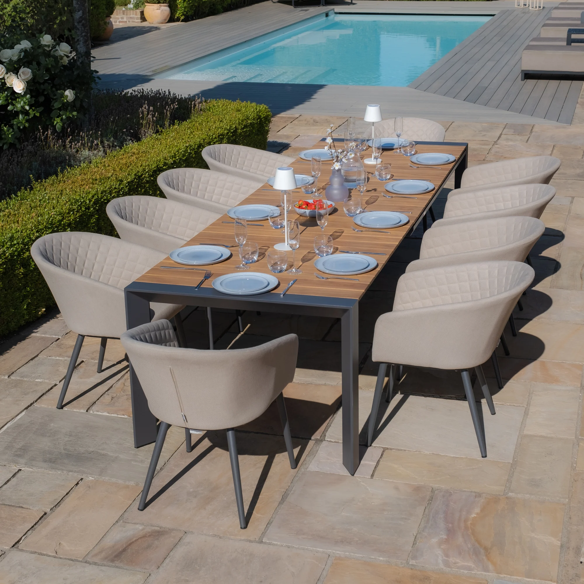 Ambition 10 Seat Rectangle Extending Teak Dining Set - Image 1