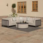 Maze Ibiza Small Corner Sofa with Round Coffee Table & Footstools
